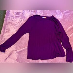 FRECKLED POPPY PURPLE SCOOP NECK LONG SLEEVED TOP -1X (14/16)